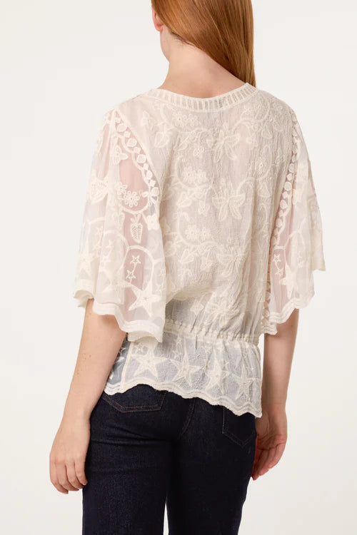 Butterfly and Star Floaty Top - Stone