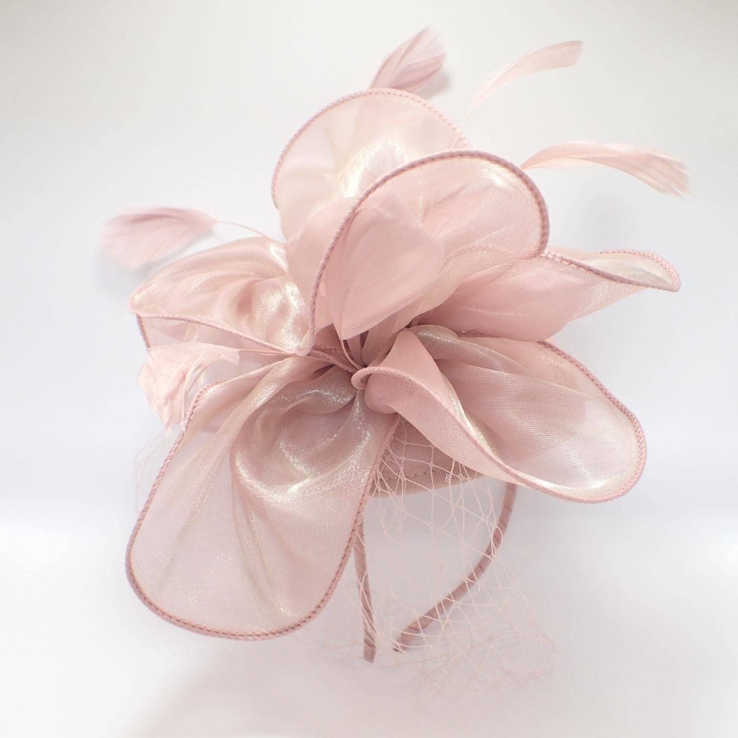 Chiffon Fascinator Wedding Hat - Rose Pink