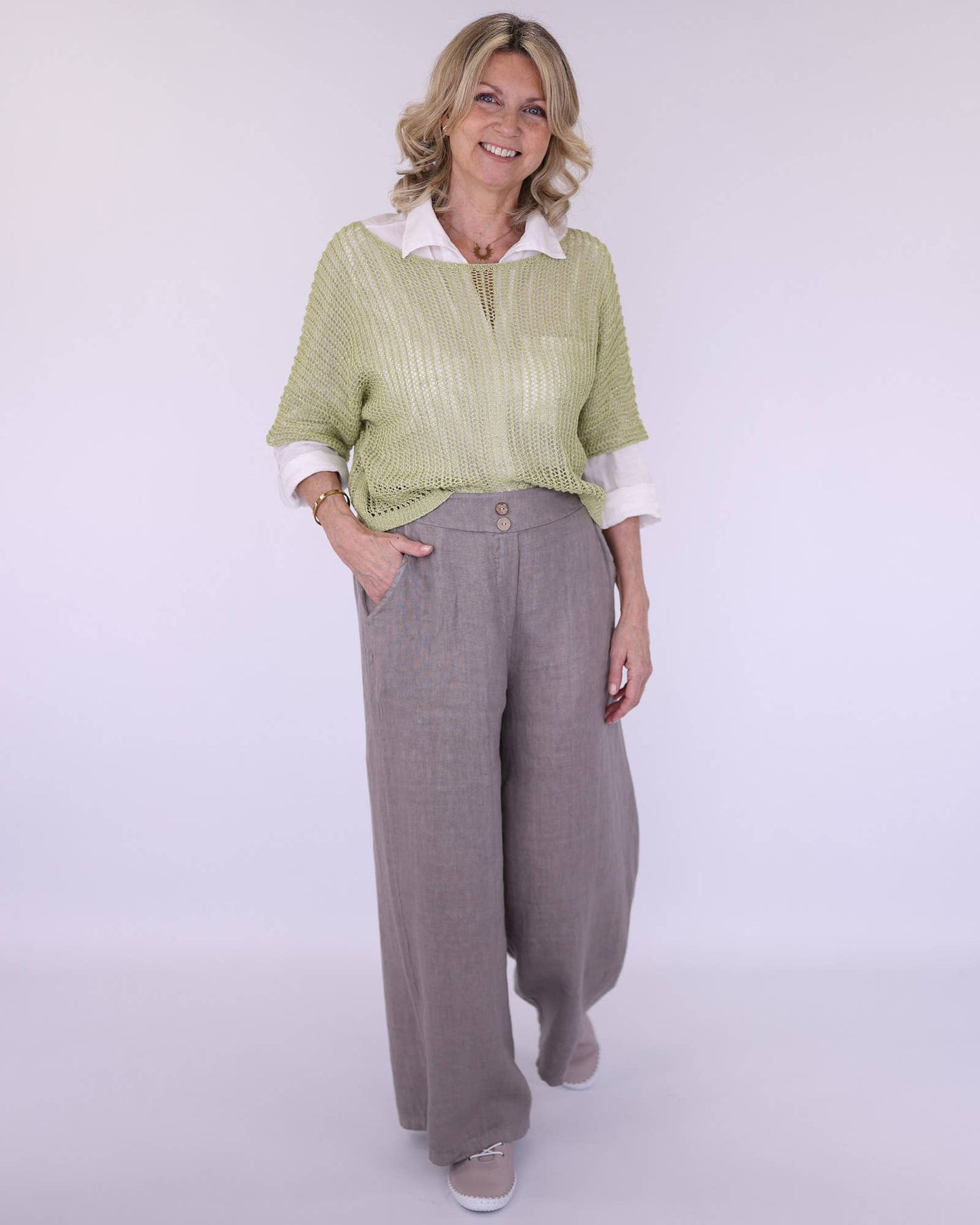 Loose Knit Crochet Top with Metallic Thread - 3 colours