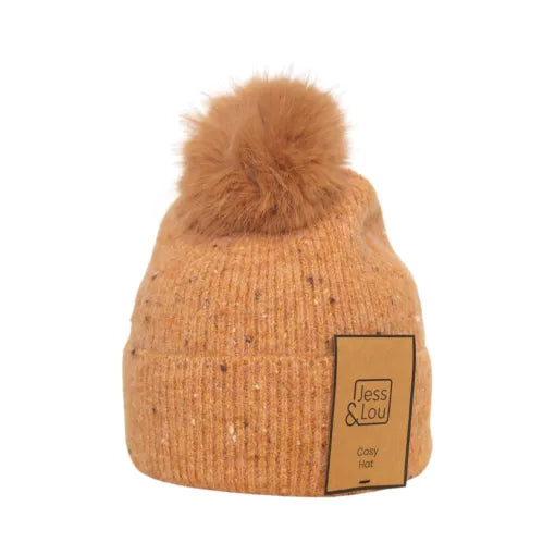 Cosy Speckle Bobble Hat - Camel