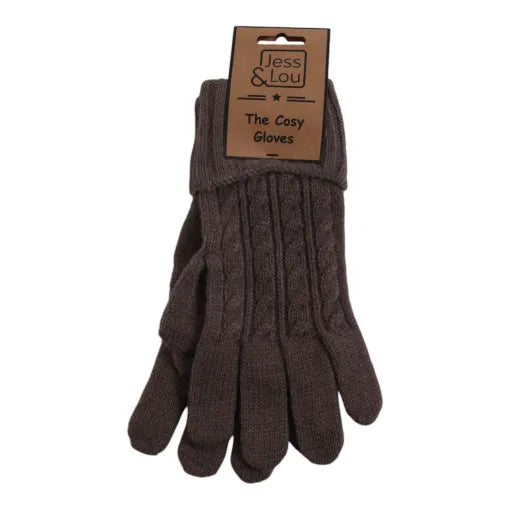 Cosy Cable Gloves - Coffee