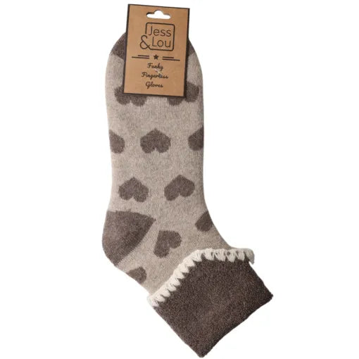 Cosy Sock with Cuff - Coffee Hearts