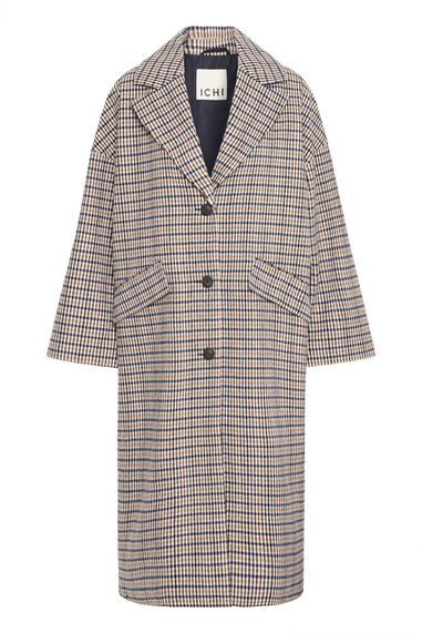 Laura Oversized Coat - Navy Multi Check