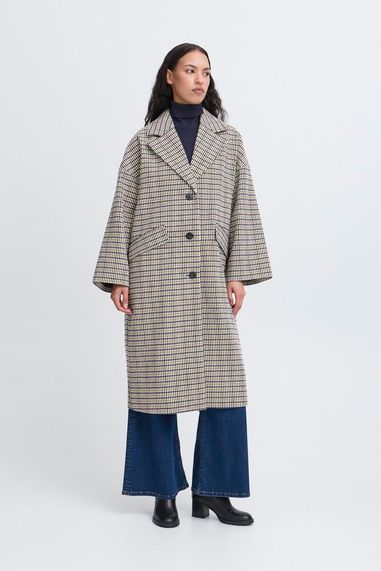Laura Oversized Coat - Navy Multi Check