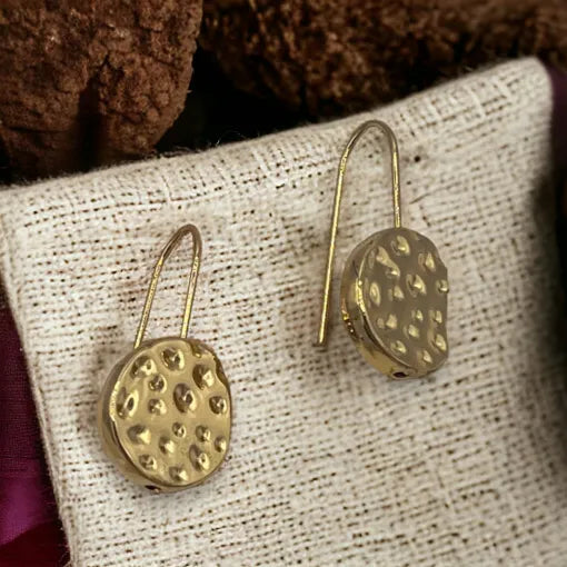 Battered Circles Drop Earring - Gold or Silver