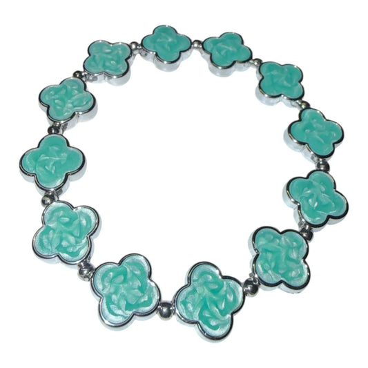 Clover Bracelet - Silver / Green