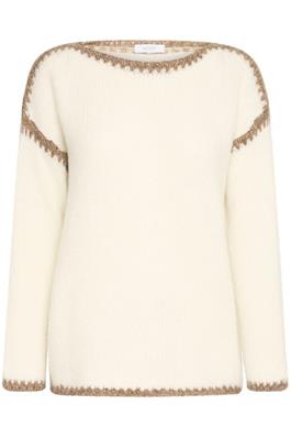 Cosy Jumper with Over Stitch Edge - Antique White