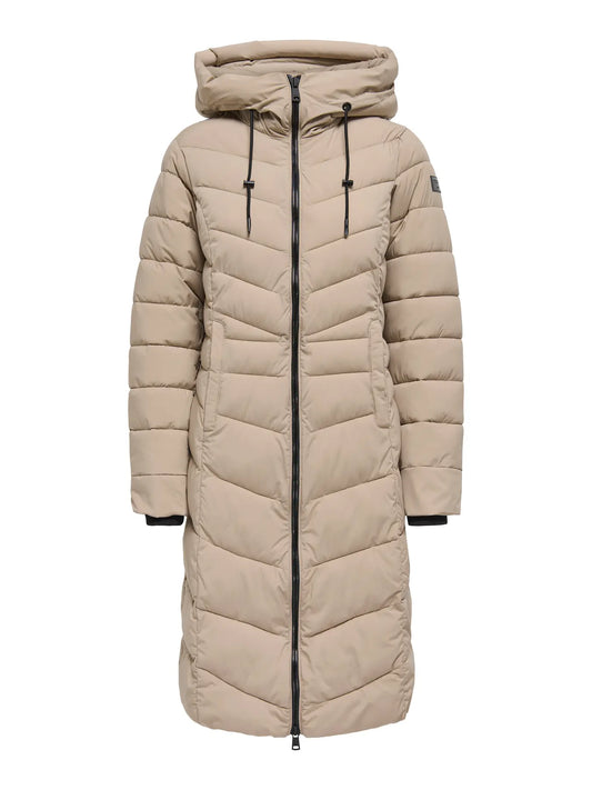Long Quilted Coat - Silver Mink