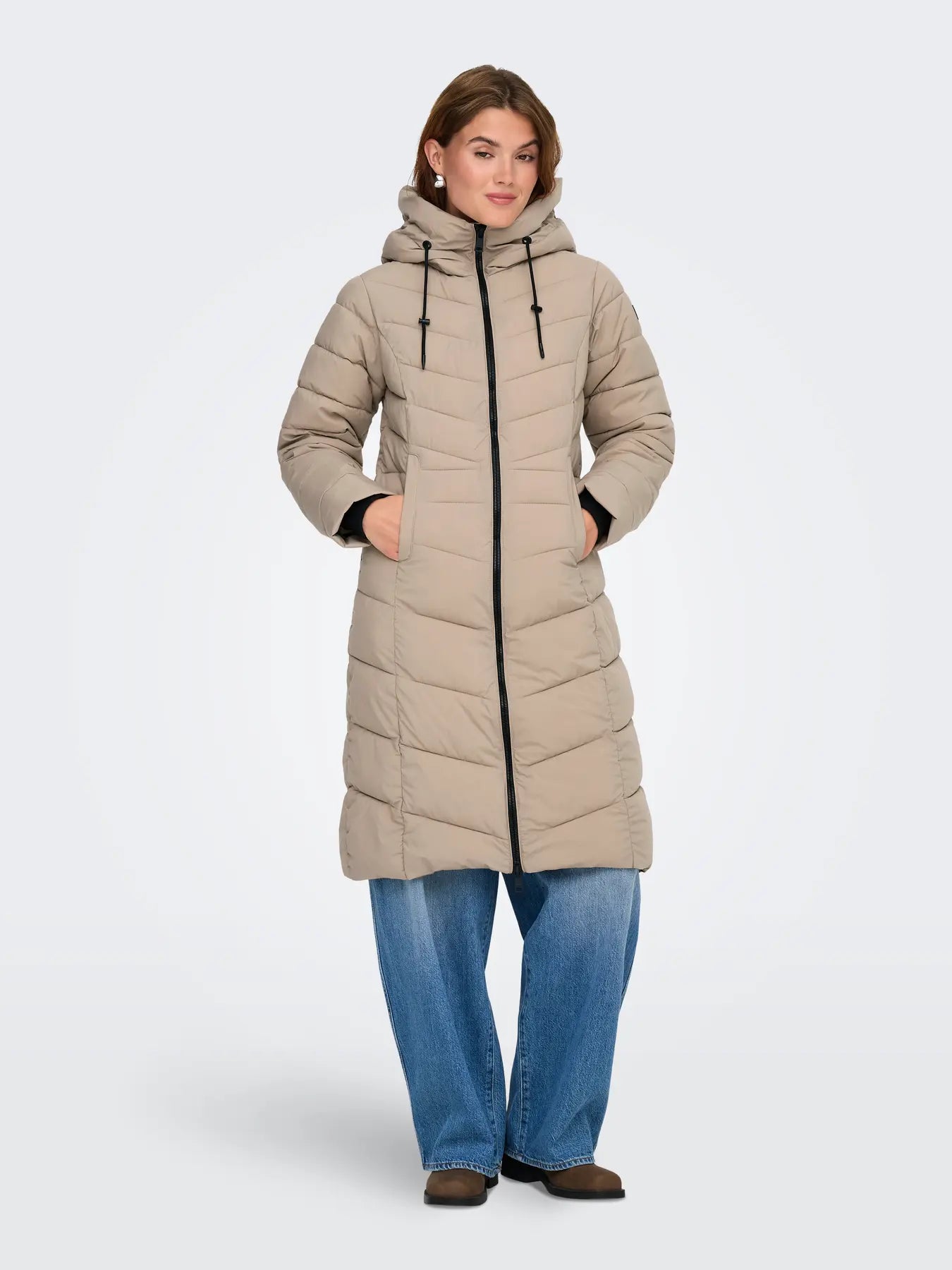 Long Quilted Coat - Silver Mink