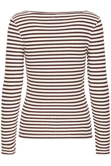 Long Sleeve Stripe Tee - Coffee