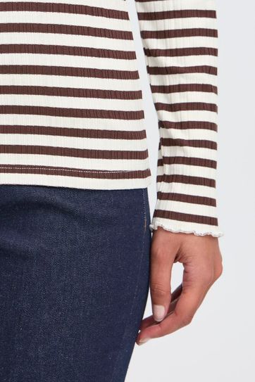 Long Sleeve Stripe Tee - Coffee