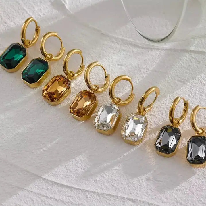 MG Crystal Pendant Hoop Earrings - 3 Colours