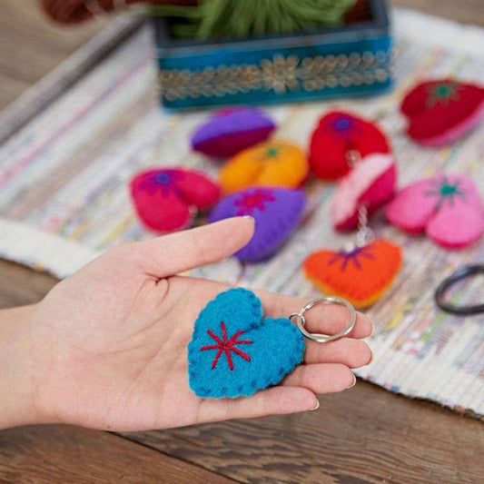 Felt Heart Keyring - Multi