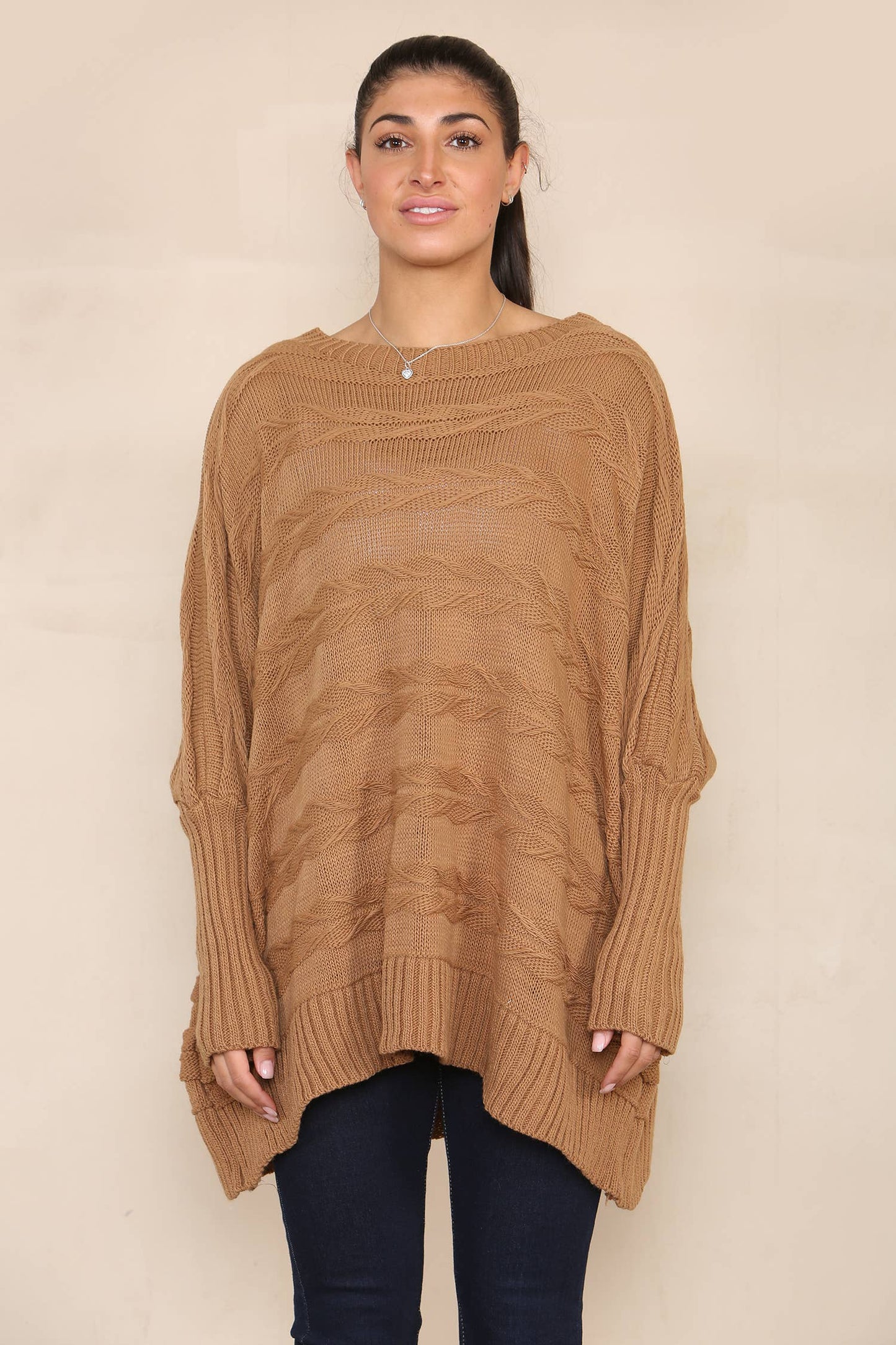 Curve Braided Knit Oversized Jumper