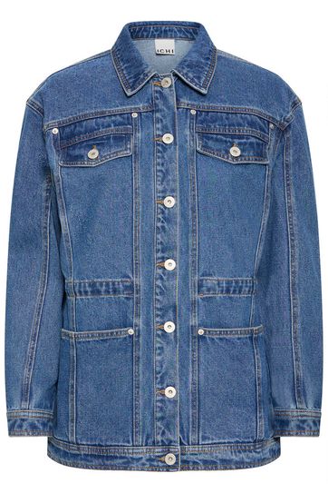 Longline Denim Jacket - Blue Denim