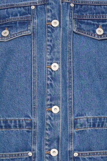 Longline Denim Jacket - Blue Denim