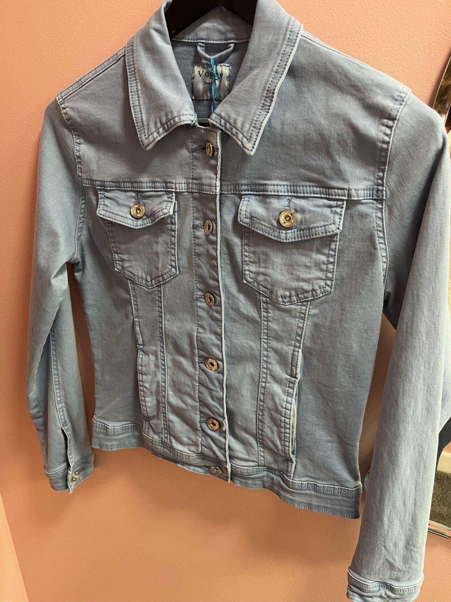 Sky Blue Washed Denim Cotton Stretch Jacket