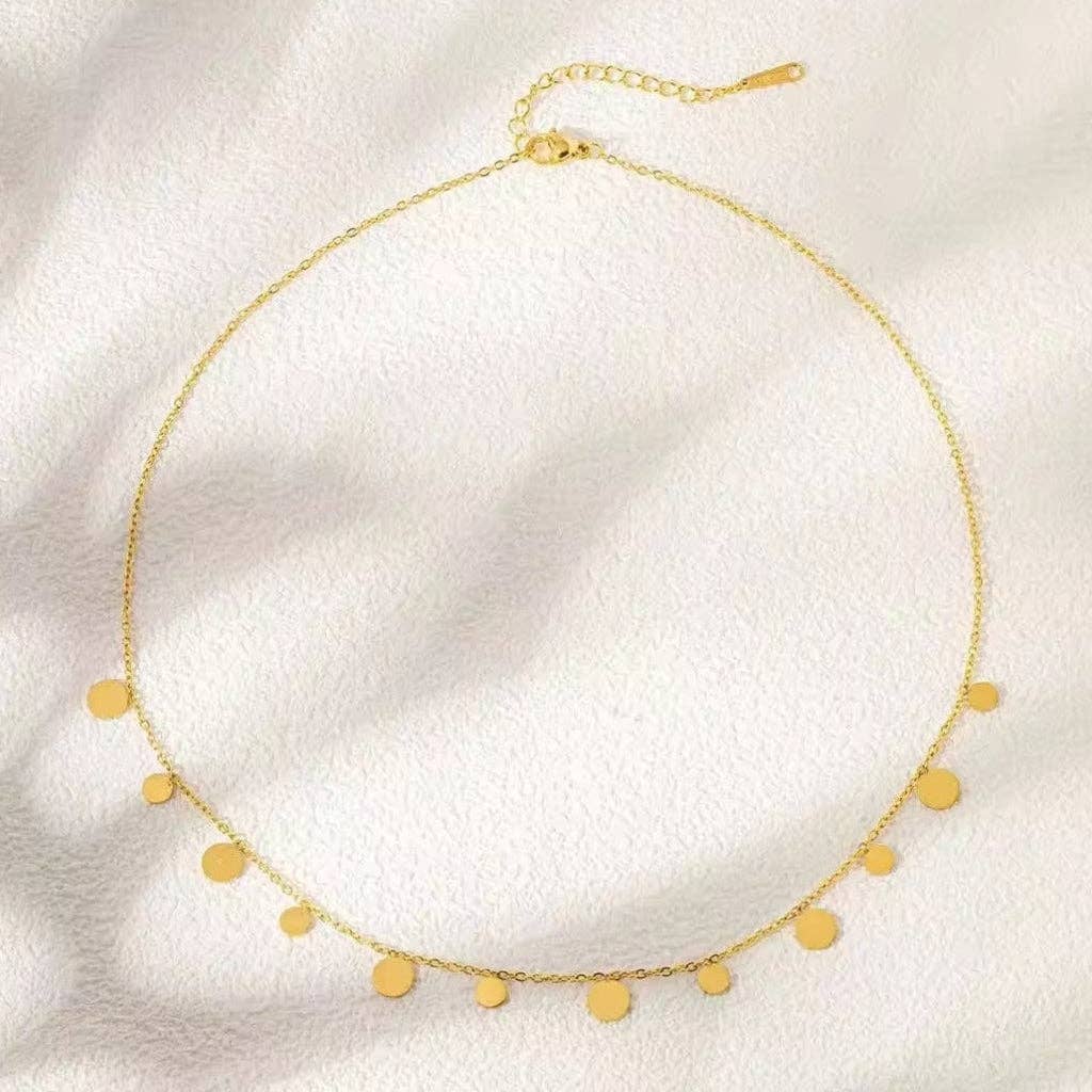 MG Single Gold Coin Short Necklace