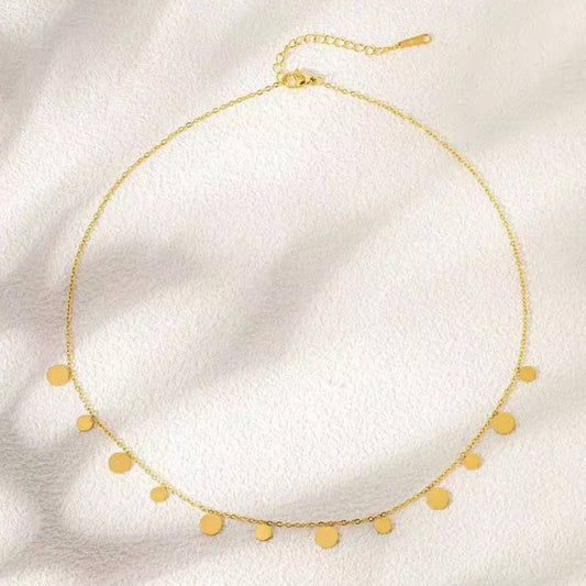 MG Single Gold Coin Short Necklace