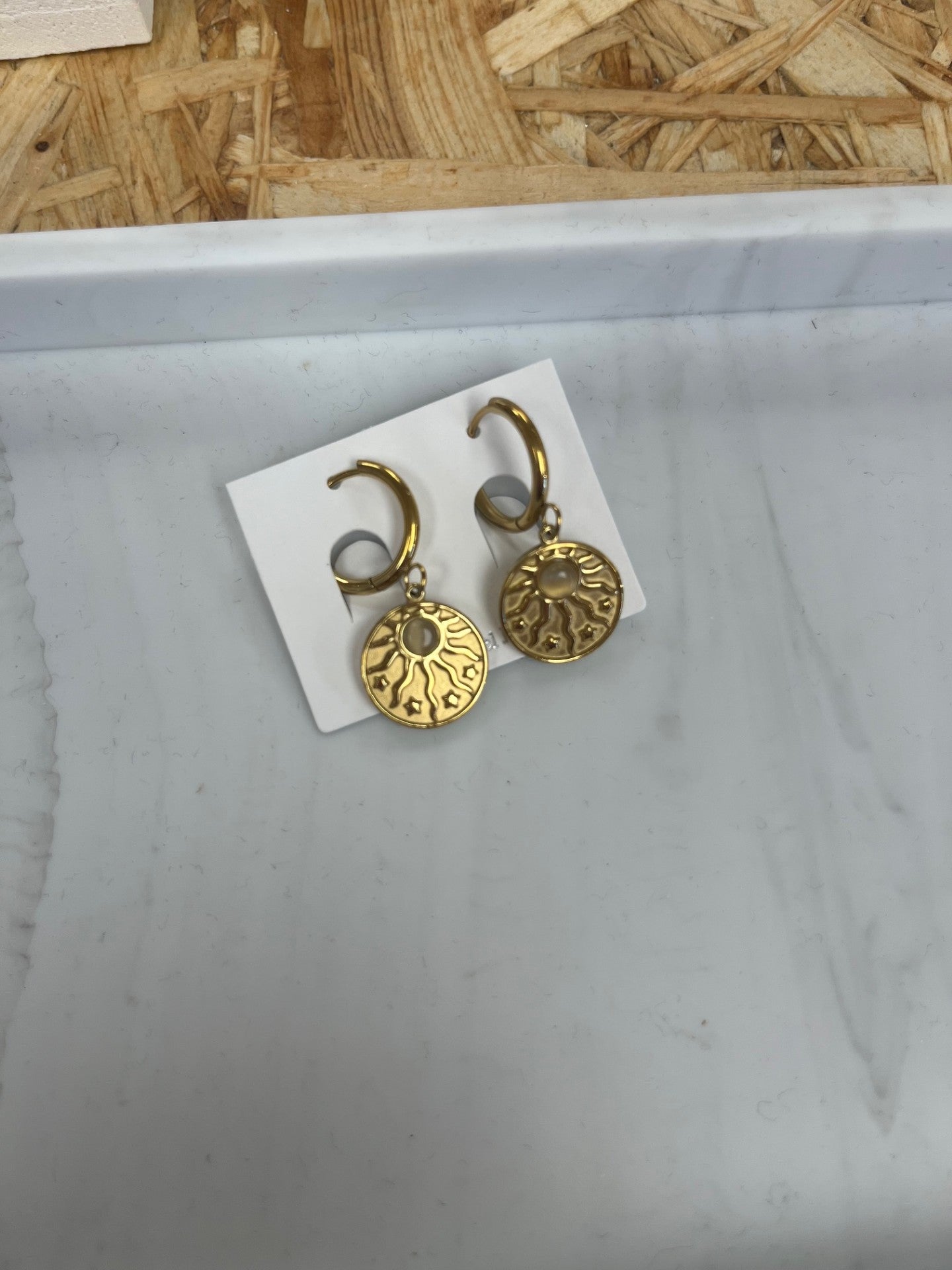 MG Rose Quartz Stone Hoop Earrings