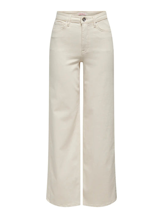 High Waist Wide Leg Jean - Ecru