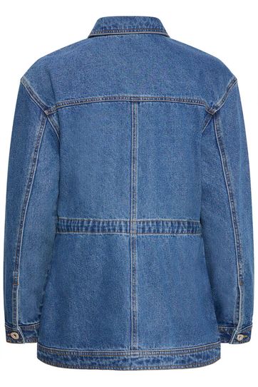 Longline Denim Jacket - Blue Denim