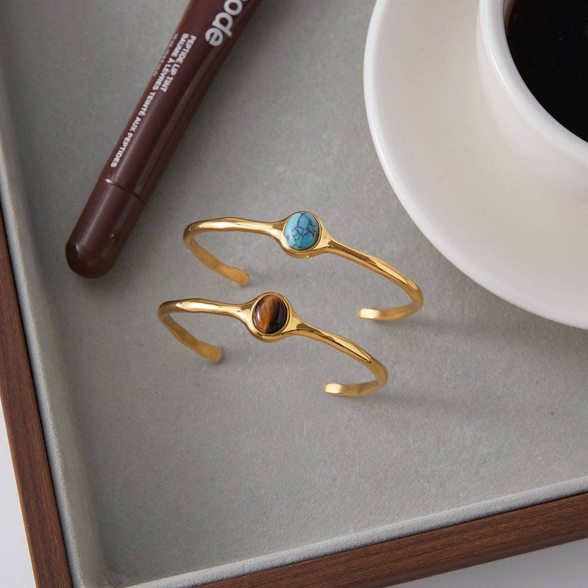 MG Turquoise Stone Cuff Bracelet