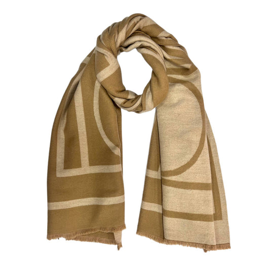 Geometric Print Cashmere Blend Scarf - Cream