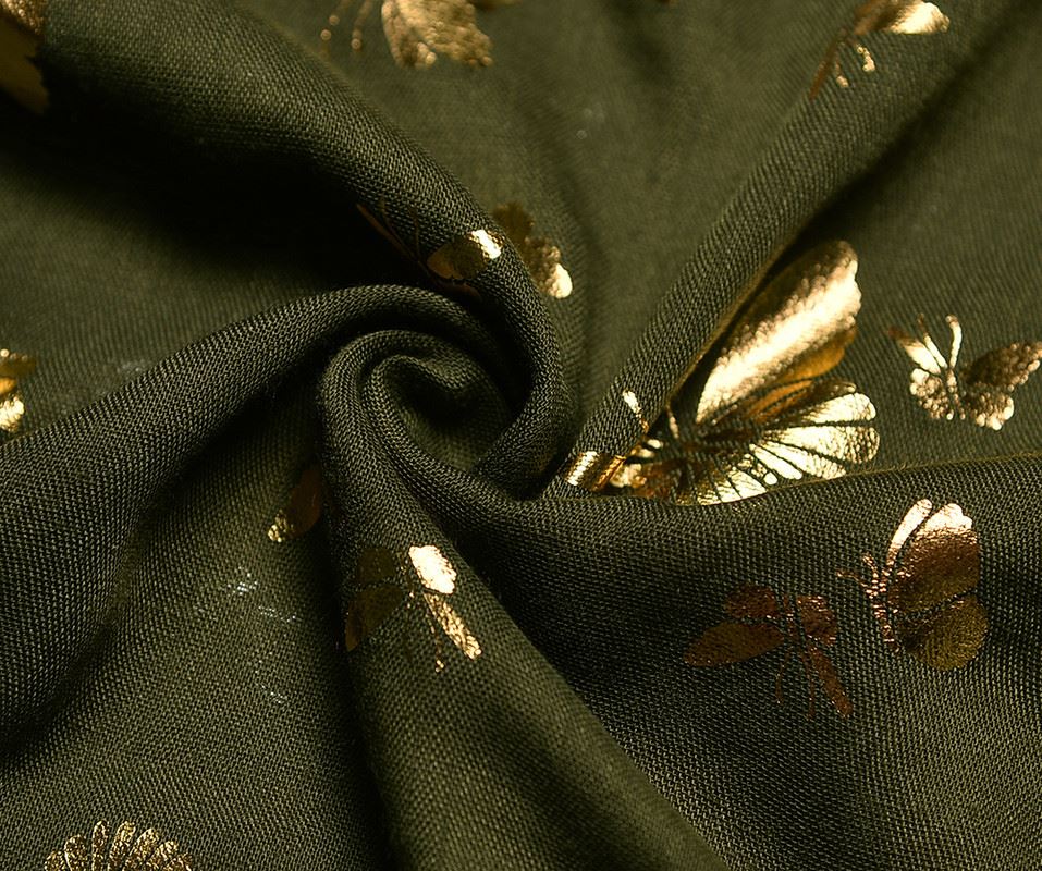 Olive Gold Butterfly Lightweight Scarf