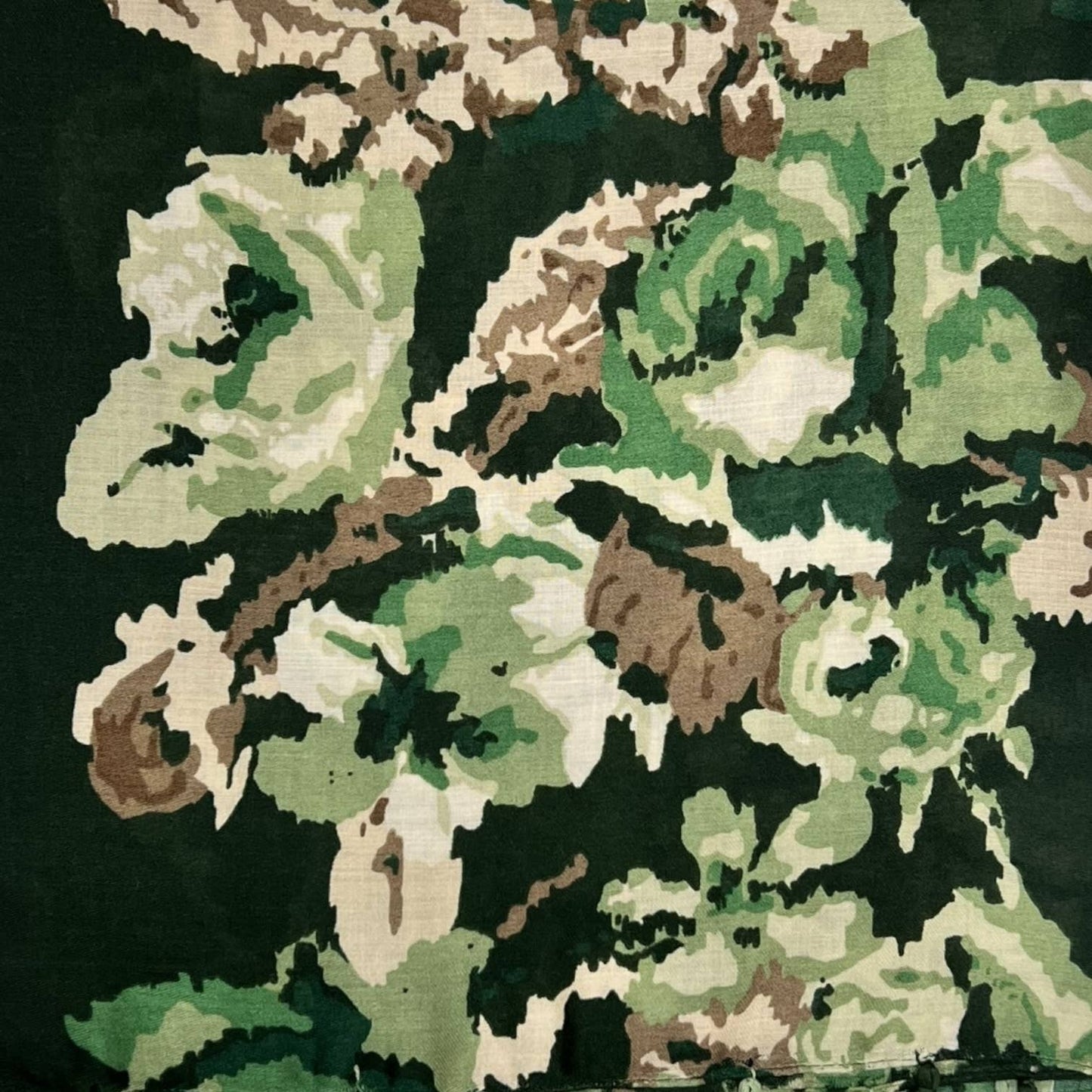 Lightweight Scarf - Green Pixel Flower