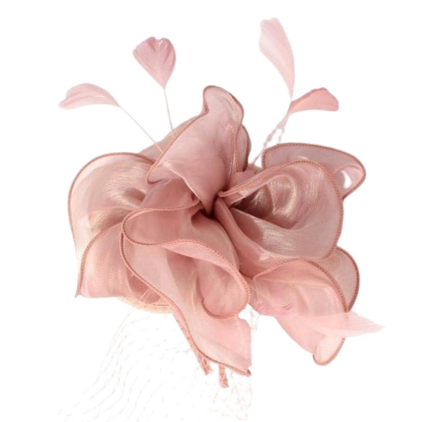 Chiffon Fascinator Wedding Hat - Rose Pink