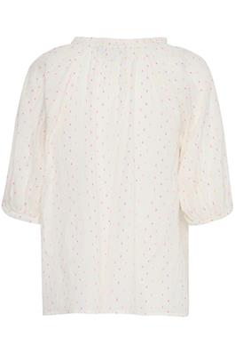 ICHI Embroidered Flecks Cotton Top