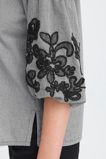 Floza Blouse with Embroidery Detail - Navy