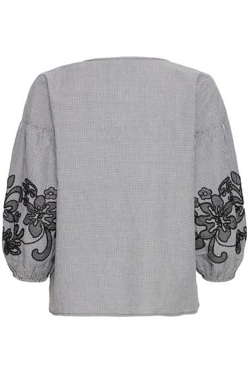 Floza Blouse with Embroidery Detail - Navy