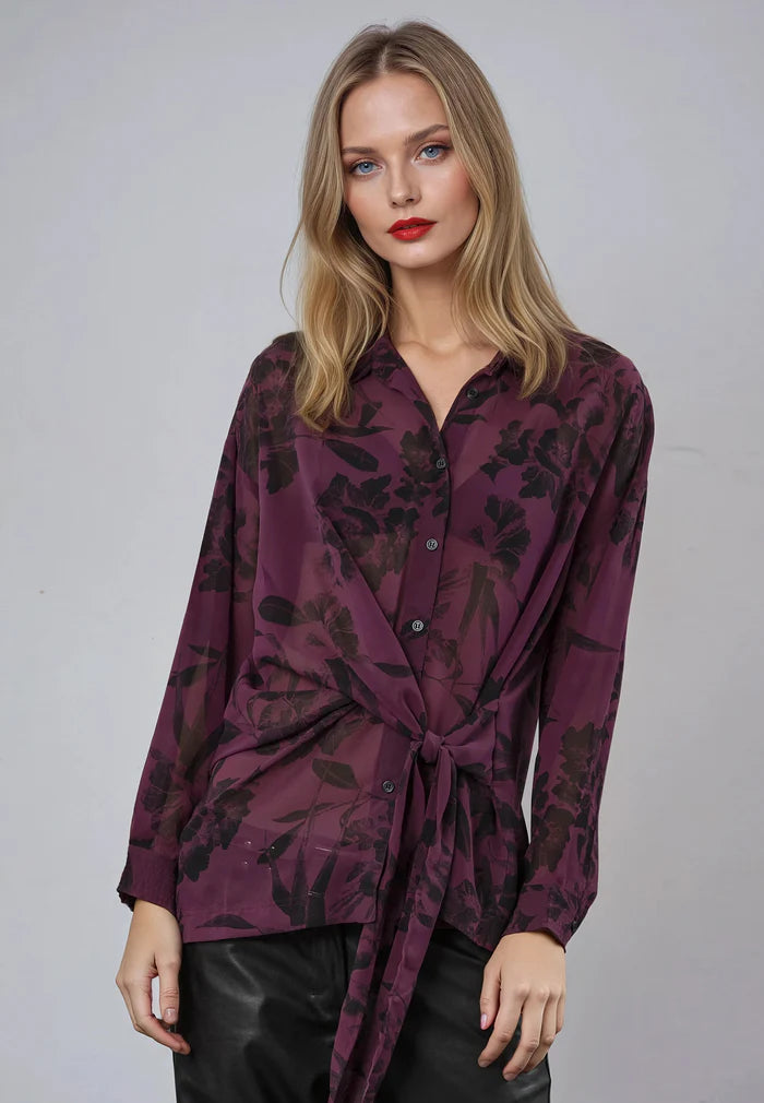 RELIGION Freya Knot Front Blouse - Mauve