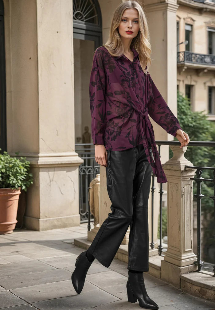 RELIGION Freya Knot Front Blouse - Mauve