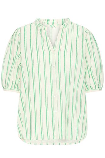 Embroidered Cotton Stripe Shirt - Green