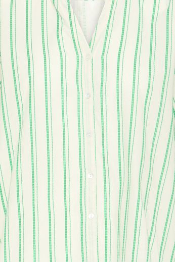 Embroidered Cotton Stripe Shirt - Green