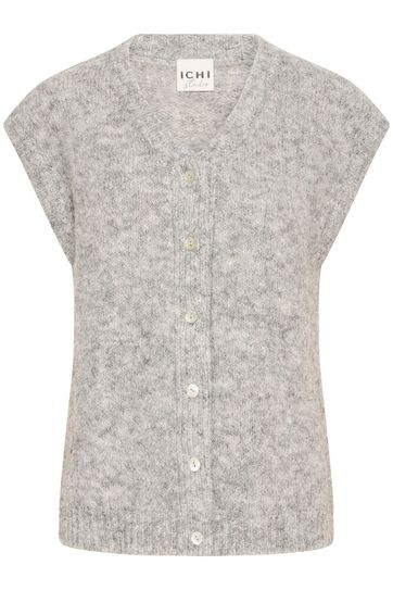 Bella Knit Button Through Tank - Grey Melange