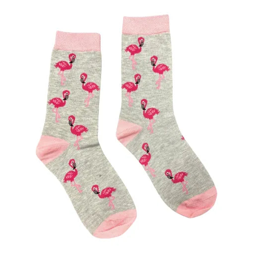 Bamboo Sock - Grey Flamingo