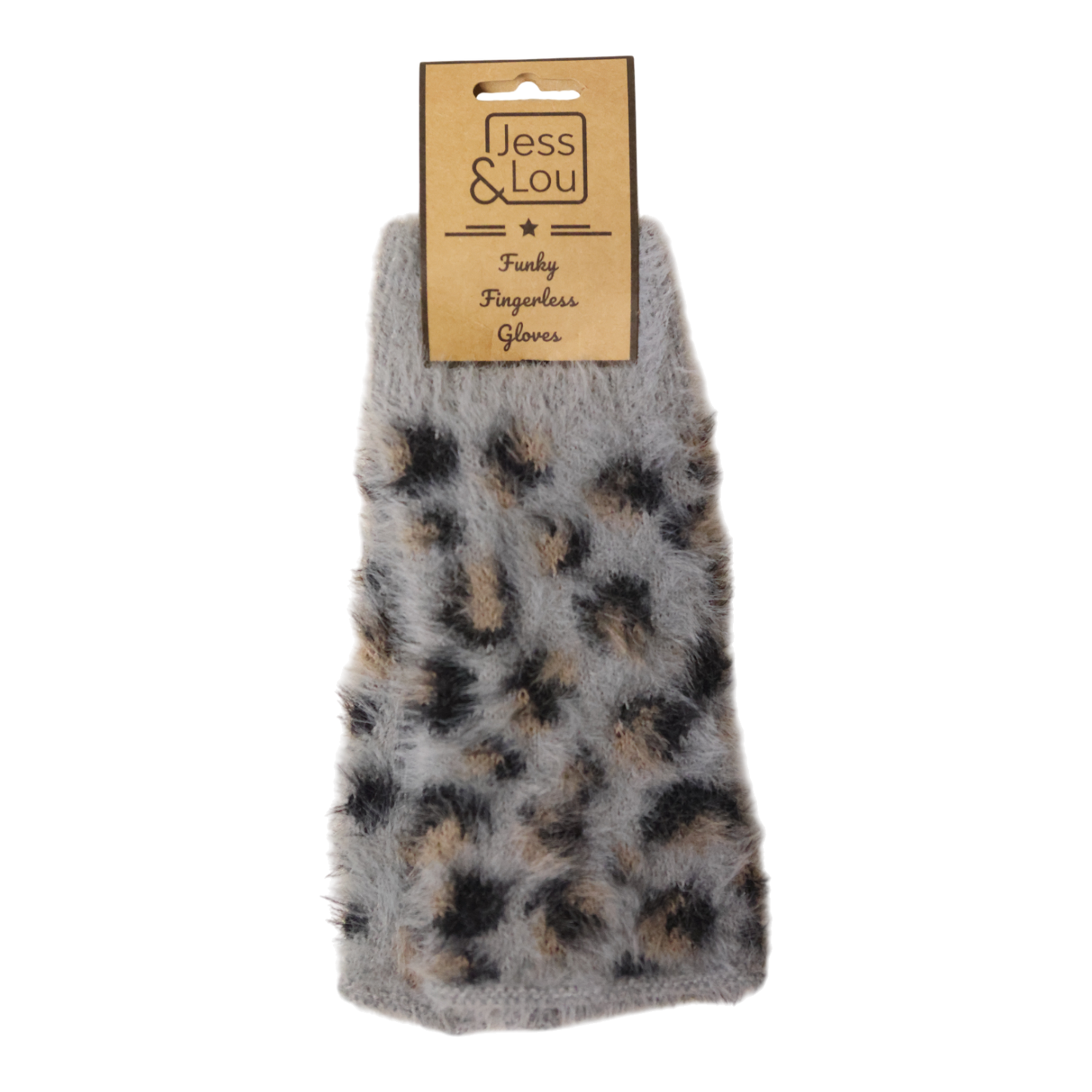 Fingerless Glove / Wrist Warmer - Grey Animal