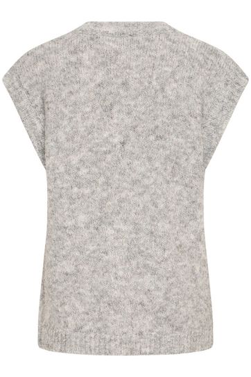 Bella Knit Button Through Tank - Grey Melange