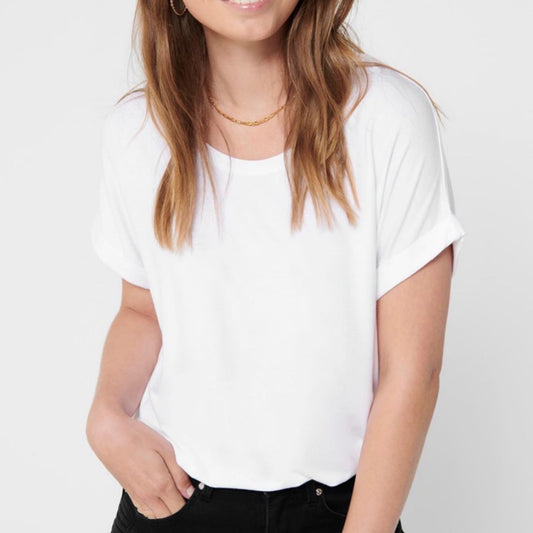 Basic Short Sleeve Round Neck T Shirt - White