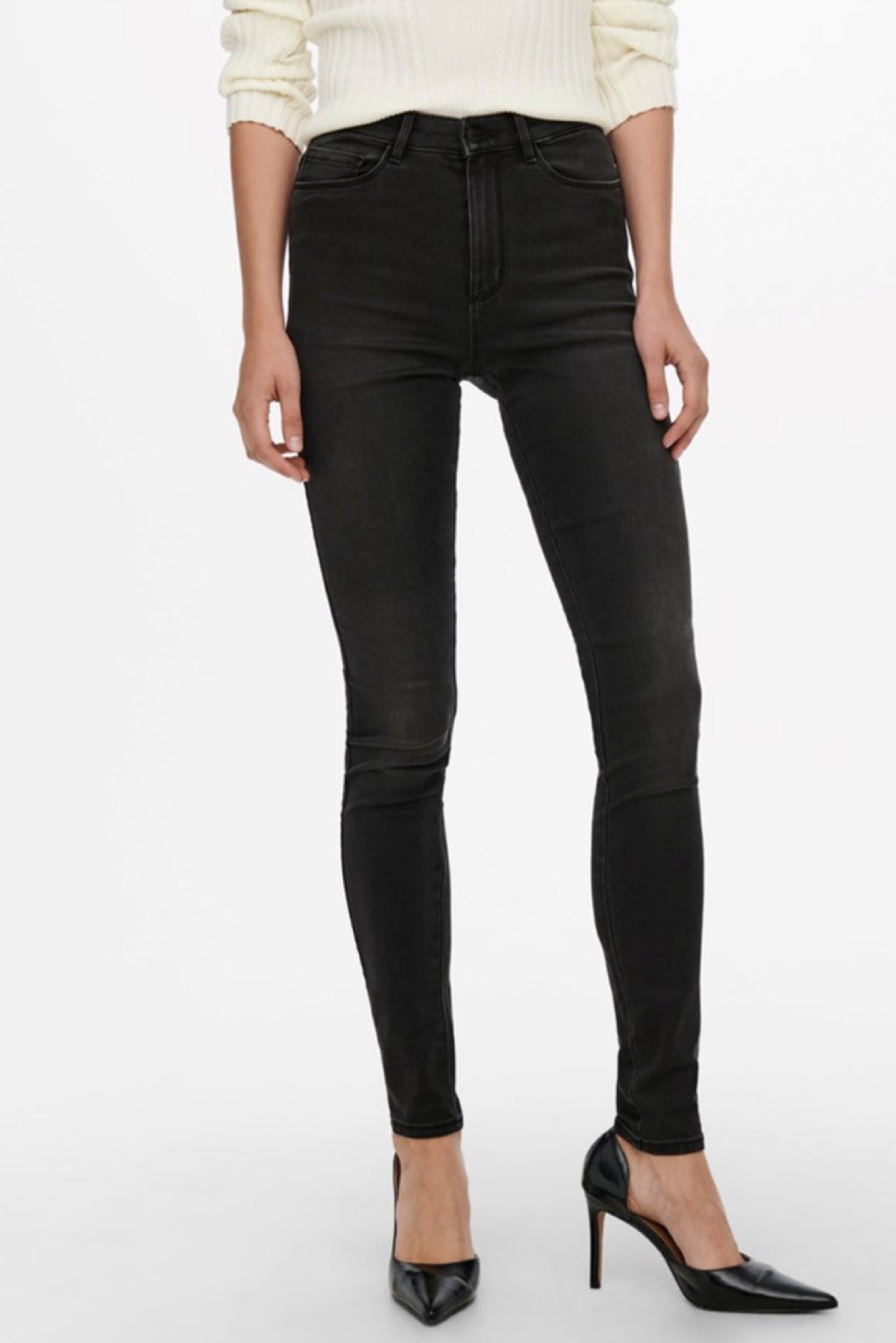 Washed Black Denim High Waist Royal Jeans