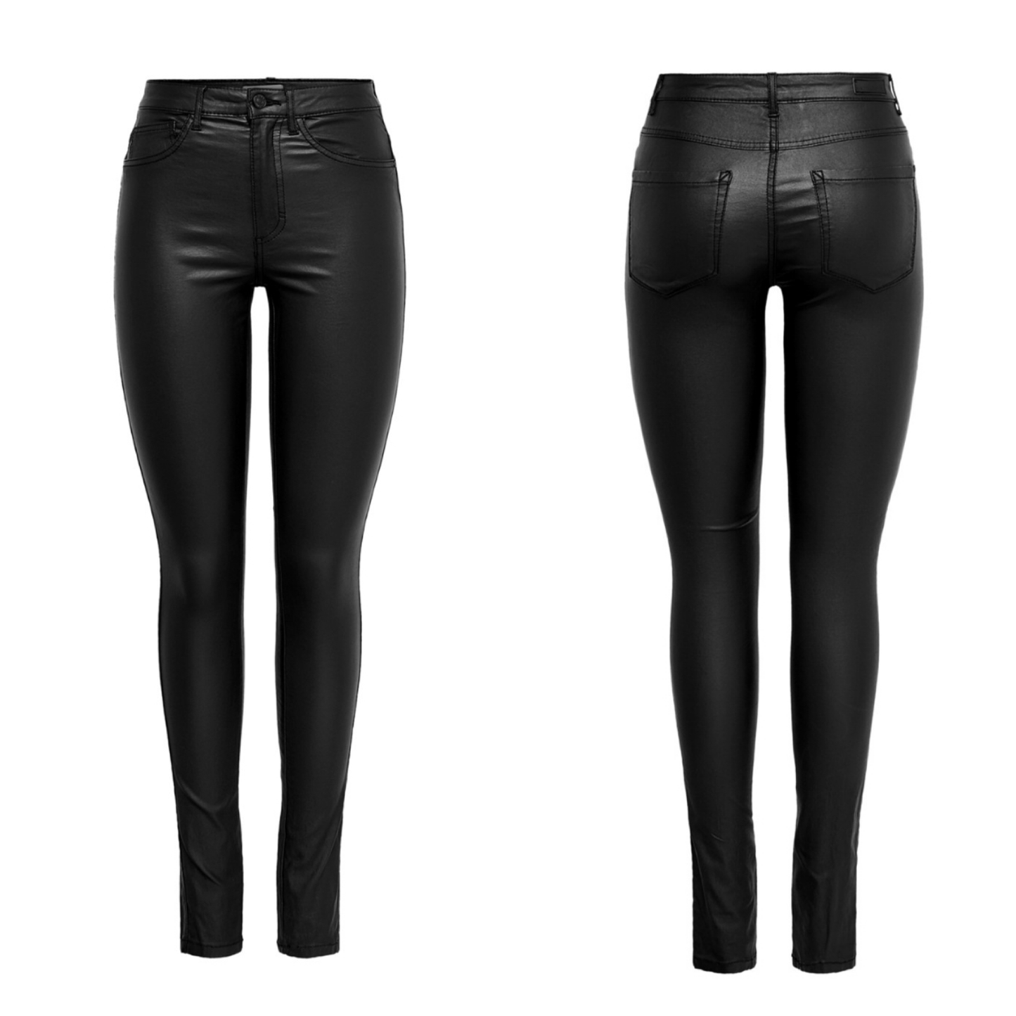 High Waist Black PU Royal Jeans