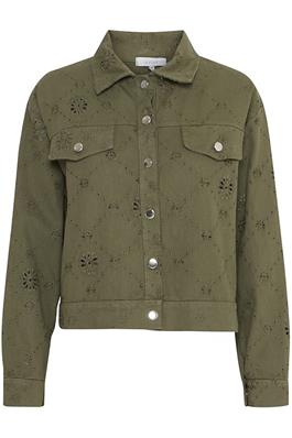 Denim Jacket with Cut Out Detail - Dusty Olive