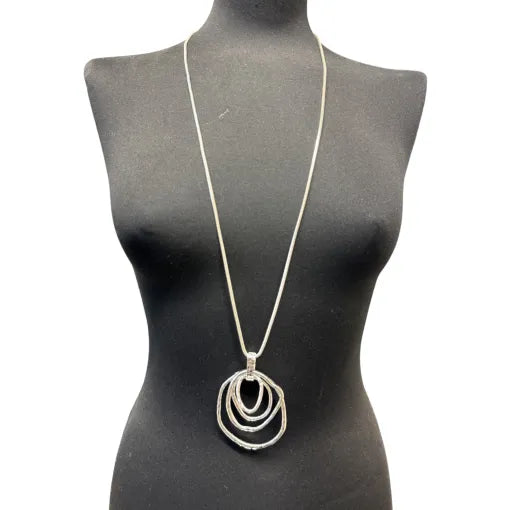 Abstract Circle Necklace - Silver