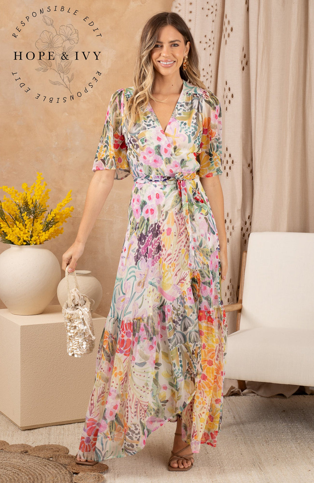 Hope & Ivy Julia Wrap Maxi Dress