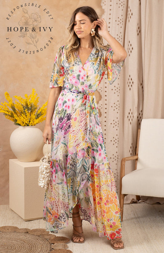Hope & Ivy Julia Wrap Maxi Dress