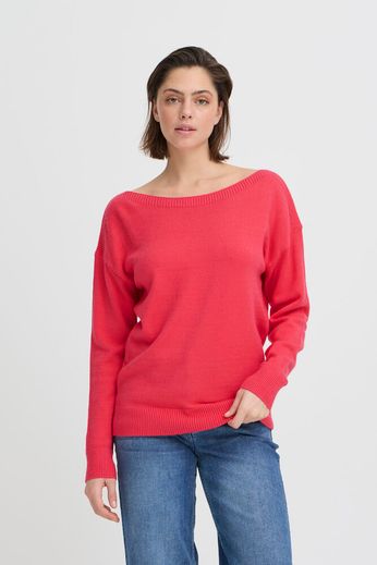 Boat Neck Lightweight Jumper - Pink